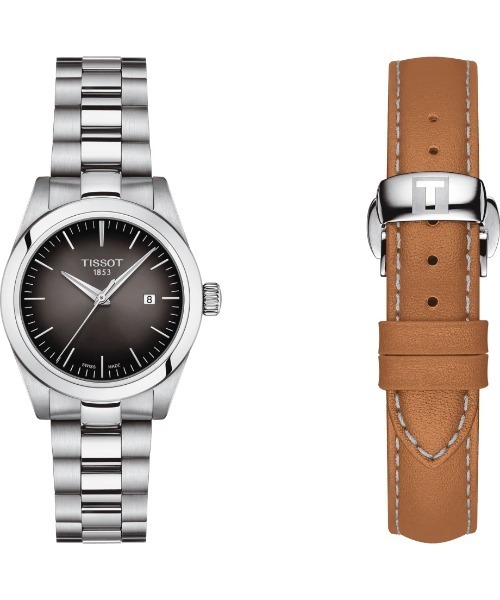 TISSOT（ティソ）の「[ティソ] TISSOT T-マイ レディ クォーツ アンスラサイト文字盤 ブレスレット ブラウン革ベルト付き（アナログ腕時計・レディース・グレー系・FREE）」の2枚目の写真
