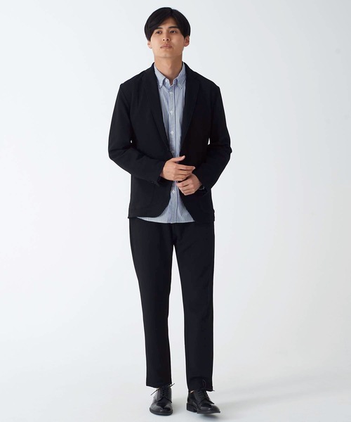 Blue Standard (ブルースタンダード)の「【BLUE STANDARD】ドライワッフルテーラードジャケット ストレッチ性/速乾性 テレワーク/ワンマイル/ツーマイルウェアにおすすめ(テーラードジャケット・メンズ・ネイビー/杢グレー/ブラック・MEDIUM/LARGE/X-LARGE)」の7枚目の写真