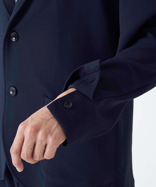 Blue Standard (ブルースタンダード)の「【BLUE STANDARD】ドライワッフルテーラードジャケット ストレッチ性/速乾性 テレワーク/ワンマイル/ツーマイルウェアにおすすめ(テーラードジャケット・メンズ・ネイビー/杢グレー/ブラック・MEDIUM/LARGE/X-LARGE)」の22枚目の写真