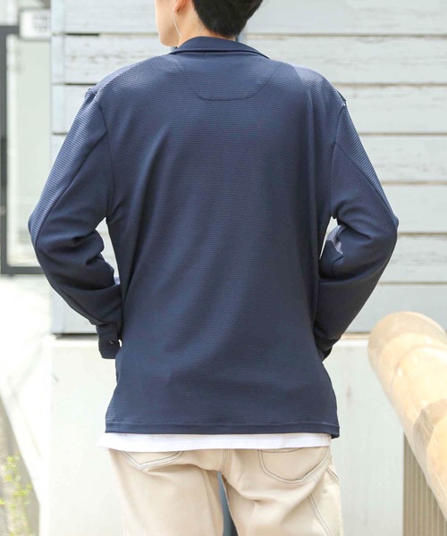 Blue Standard (ブルースタンダード)の「【BLUE STANDARD】ドライワッフルテーラードジャケット ストレッチ性/速乾性 テレワーク/ワンマイル/ツーマイルウェアにおすすめ(テーラードジャケット・メンズ・ネイビー/杢グレー/ブラック・MEDIUM/LARGE/X-LARGE)」の12枚目の写真