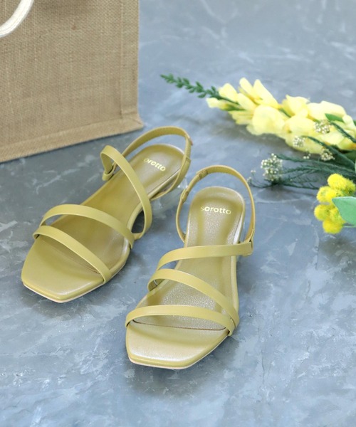 SOROTTO（ソロット）の「華奢ストラップデザインのクリアヒールスクエアトゥサンダル（サンダル・レディース・アイボリー/グリーン系その他/シルバー/ブラック/ブラウン/パープル/パイソン・S/L/LL/M）」の15枚目の写真