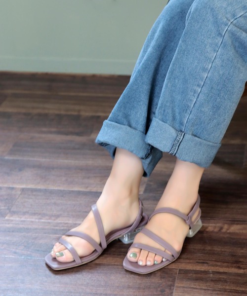 SOROTTO（ソロット）の「華奢ストラップデザインのクリアヒールスクエアトゥサンダル（サンダル・レディース・アイボリー/グリーン系その他/シルバー/ブラック/ブラウン/パープル/パイソン・S/L/LL/M）」の21枚目の写真