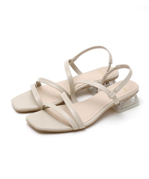 SOROTTO（ソロット）の「華奢ストラップデザインのクリアヒールスクエアトゥサンダル（サンダル・レディース・アイボリー/グリーン系その他/シルバー/ブラック/ブラウン/パープル/パイソン・S/L/LL/M）」の12枚目の写真