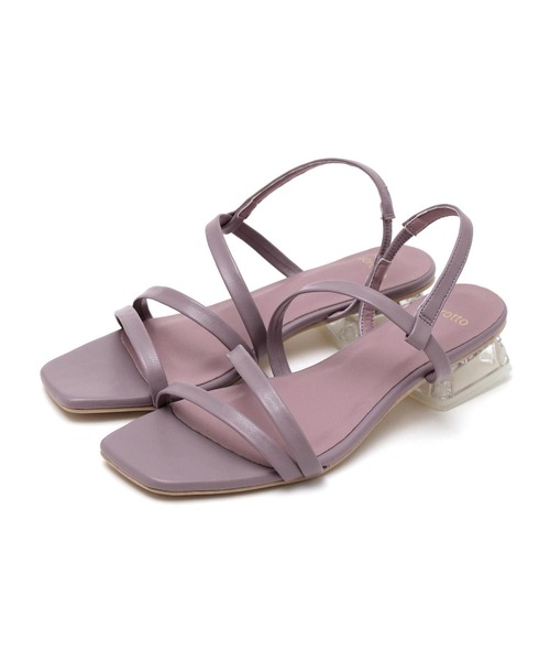 SOROTTO（ソロット）の「華奢ストラップデザインのクリアヒールスクエアトゥサンダル（サンダル・レディース・アイボリー/グリーン系その他/シルバー/ブラック/ブラウン/パープル/パイソン・S/L/LL/M）」の13枚目の写真