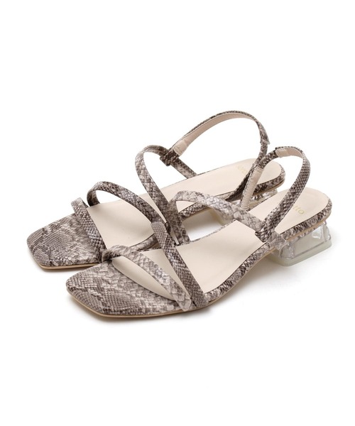 SOROTTO（ソロット）の「華奢ストラップデザインのクリアヒールスクエアトゥサンダル（サンダル・レディース・アイボリー/グリーン系その他/シルバー/ブラック/ブラウン/パープル/パイソン・S/L/LL/M）」の11枚目の写真