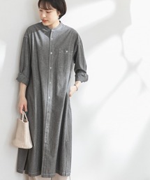 FORK&SPOON バンドカラーシャンブレーワンピース