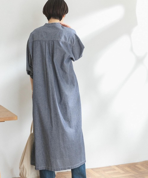 FORK&SPOON（フォークアンドスプーン）の「FORK&SPOON　バンドカラーシャンブレーワンピース（ワンピース・レディース・ブラック系その他/ブルー系その他・ONE）」の14枚目の写真