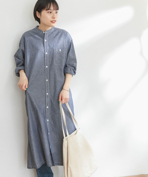 FORK&SPOON（フォークアンドスプーン）の「FORK&SPOON　バンドカラーシャンブレーワンピース（ワンピース・レディース・ブラック系その他/ブルー系その他・ONE）」の15枚目の写真