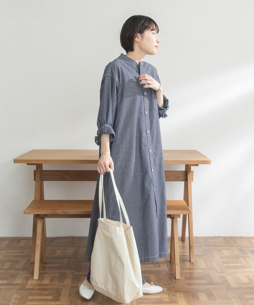 FORK&SPOON（フォークアンドスプーン）の「FORK&SPOON　バンドカラーシャンブレーワンピース（ワンピース・レディース・ブラック系その他/ブルー系その他・ONE）」の16枚目の写真