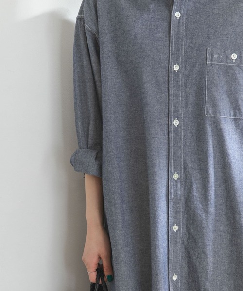 FORK&SPOON（フォークアンドスプーン）の「FORK&SPOON　バンドカラーシャンブレーワンピース（ワンピース・レディース・ブラック系その他/ブルー系その他・ONE）」の18枚目の写真