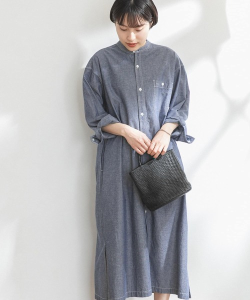 FORK&SPOON（フォークアンドスプーン）の「FORK&SPOON　バンドカラーシャンブレーワンピース（ワンピース・レディース・ブラック系その他/ブルー系その他・ONE）」の22枚目の写真