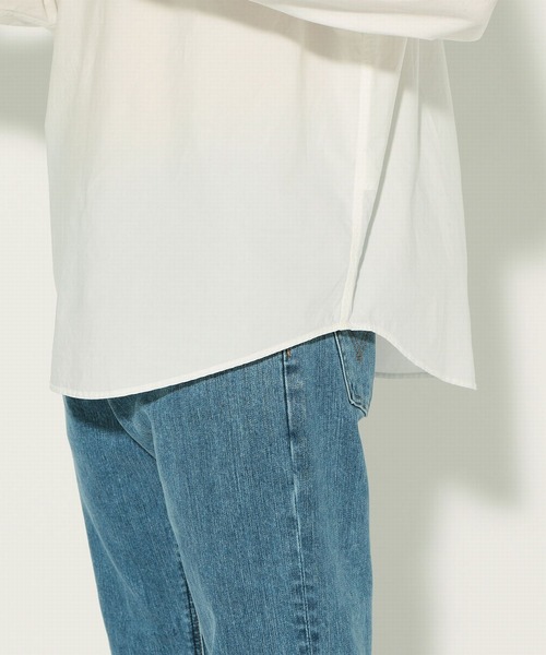 EDWIN（エドウィン）の「【公式】ラウンドカラー プルオーバー シャツ　長袖（Tシャツ/カットソー・メンズ・ホワイト/ネイビー/ブラック×ホワイト/ベージュ/サックスブルー・MEDIUM/X-LARGE/SMALL/LARGE）」の11枚目の写真