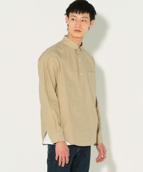 EDWIN（エドウィン）の「【公式】ラウンドカラー プルオーバー シャツ　長袖（Tシャツ/カットソー・メンズ・ホワイト/ネイビー/ブラック×ホワイト/ベージュ/サックスブルー・MEDIUM/X-LARGE/SMALL/LARGE）」の22枚目の写真