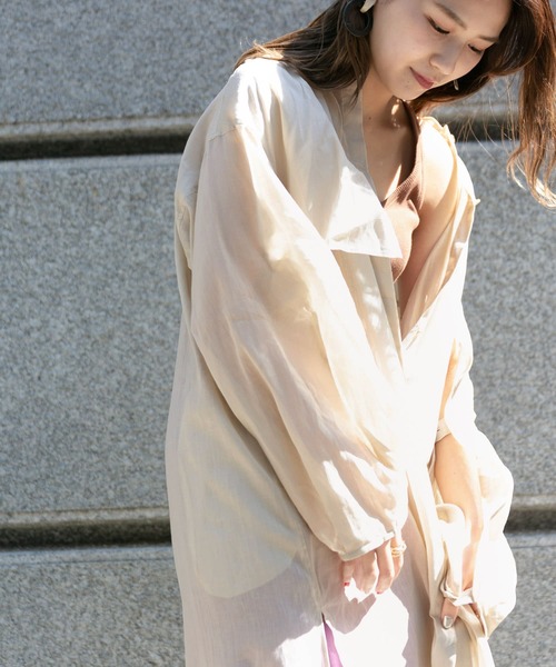 KBF+(ケービーエフプラス)の「KBF+ シアーリネンスリットスリーブシャツガウン∴(その他アウター・レディース・ライトベージュ/オレンジ系その他・ONE)」の14枚目の写真