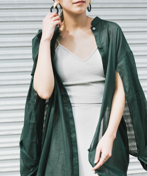 KBF+(ケービーエフプラス)の「KBF+ シアーリネンスリットスリーブシャツガウン∴(その他アウター・レディース・ライトベージュ/オレンジ系その他・ONE)」の12枚目の写真