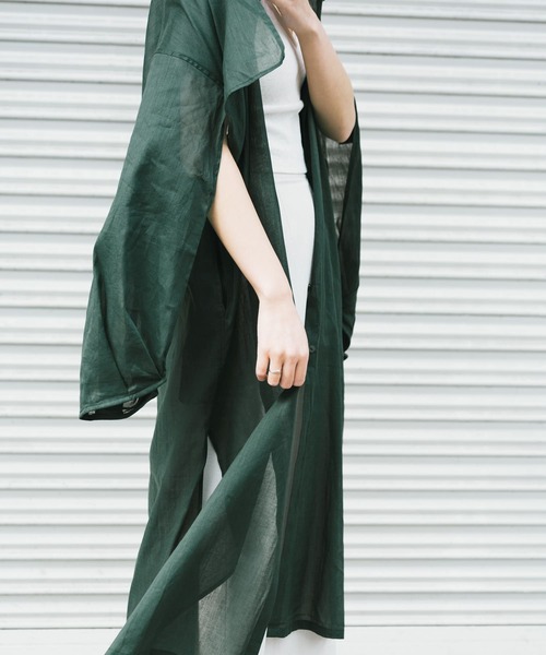 KBF+(ケービーエフプラス)の「KBF+ シアーリネンスリットスリーブシャツガウン∴(その他アウター・レディース・ライトベージュ/オレンジ系その他・ONE)」の21枚目の写真