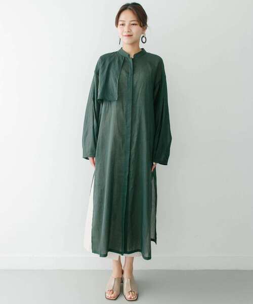 KBF+(ケービーエフプラス)の「KBF+ シアーリネンスリットスリーブシャツガウン∴(その他アウター・レディース・ライトベージュ/オレンジ系その他・ONE)」の19枚目の写真