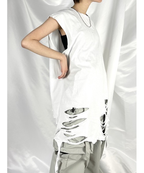 XU（エックスユー）の「【XU】damage sleeveless（タンクトップ・メンズ・ホワイト/ブラック・ONE SIZE）」の11枚目の写真