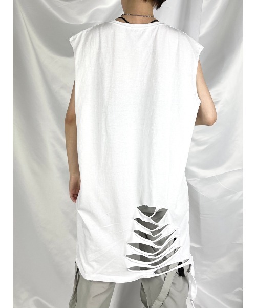 XU（エックスユー）の「【XU】damage sleeveless（タンクトップ・メンズ・ホワイト/ブラック・ONE SIZE）」の4枚目の写真