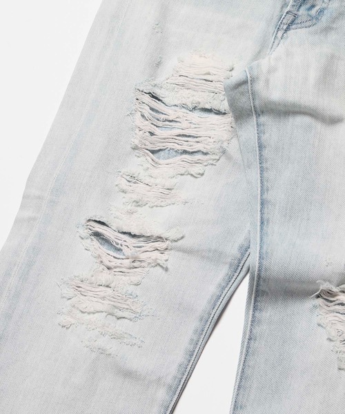 LEGENDA（レジェンダ）の「レジェンダ ハードブリーチ クラッシュ デニムパンツ / LEGENDA Hard Bleach Crash Denim Pants （デニムパンツ・メンズ・ライトインディゴブルー・1/3/2）」の8枚目の写真