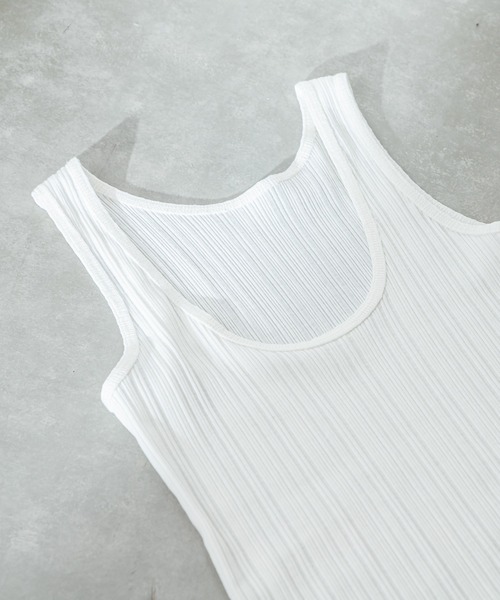 mystic（ミスティック）の「ランダムリブタンク（タンクトップ・レディース・ベージュ/オフホワイト/グリーン・FREE）」の2枚目の写真