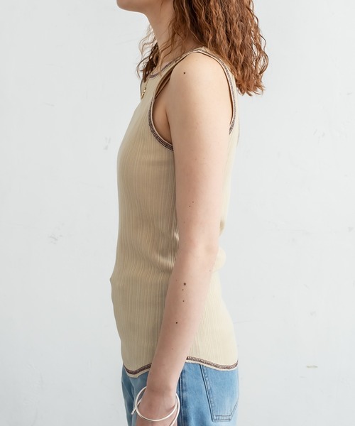 mystic（ミスティック）の「ランダムリブタンク（タンクトップ・レディース・ベージュ/オフホワイト/グリーン・FREE）」の6枚目の写真