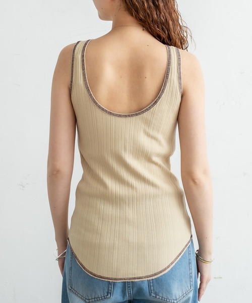 mystic（ミスティック）の「ランダムリブタンク（タンクトップ・レディース・ベージュ/オフホワイト/グリーン・FREE）」の8枚目の写真