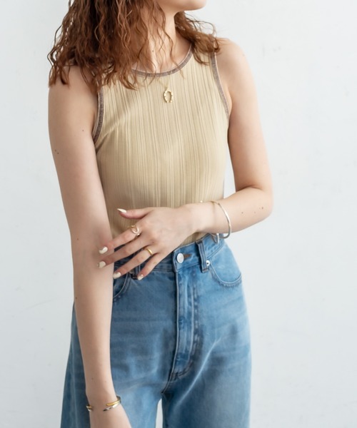 mystic（ミスティック）の「ランダムリブタンク（タンクトップ・レディース・ベージュ/オフホワイト/グリーン・FREE）」の14枚目の写真