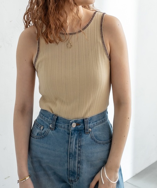 mystic（ミスティック）の「ランダムリブタンク（タンクトップ・レディース・ベージュ/オフホワイト/グリーン・FREE）」の15枚目の写真