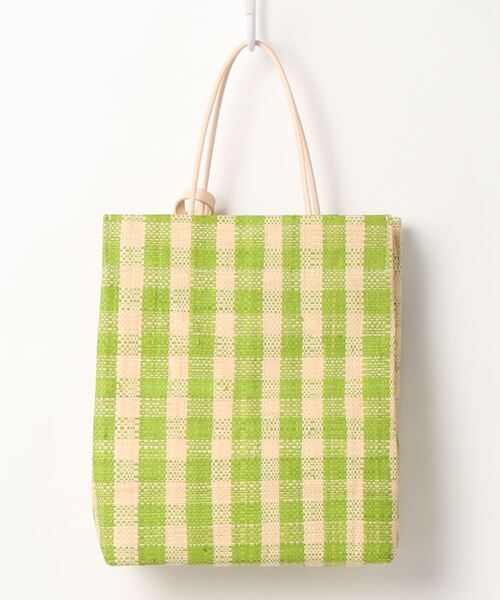 MADEMOISELLE ROPE'(マドモアゼル ロペ)の「【Ele Sac】ラフィアチェックショッパーバッグ(トートバッグ・レディース・ブルー/ミント・FREE)」の3枚目の写真