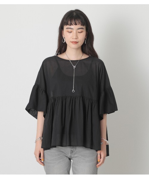 crie conforto（クリーコンフォルト）の「スクエアギャザーＢＬ（シャツ/ブラウス・レディース・ブラック/オフホワイト/イエロー・FREE）」の22枚目の写真