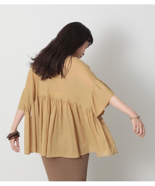 crie conforto（クリーコンフォルト）の「スクエアギャザーＢＬ（シャツ/ブラウス・レディース・ブラック/オフホワイト/イエロー・FREE）」の18枚目の写真