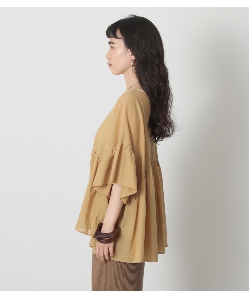 crie conforto（クリーコンフォルト）の「スクエアギャザーＢＬ（シャツ/ブラウス・レディース・ブラック/オフホワイト/イエロー・FREE）」の9枚目の写真