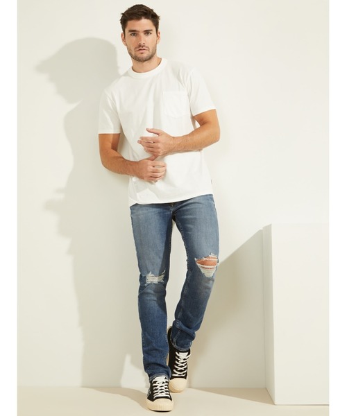 Guess（ゲス）の「Sueded Jersey Tee（Tシャツ/カットソー・メンズ・ホワイト/ライトブルー/ベージュ/ブラウン/ダークグレー・SMALL/MEDIUM/LARGE/X-LARGE）」の8枚目の写真