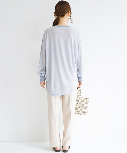 haco!（ハコ）の「合わせやすくてコーデが華やぐ　パジャマ並みにやわらかな着心地のシアーロンT by who made me（Tシャツ/カットソー・レディース・ミント/グレイッシュブルー・1/2）」の17枚目の写真