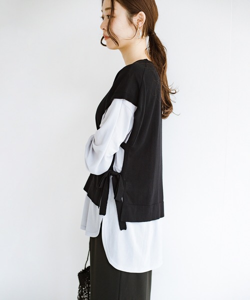 haco!（ハコ）の「合わせやすくてコーデが華やぐ　パジャマ並みにやわらかな着心地のシアーロンT by who made me（Tシャツ/カットソー・レディース・ミント/グレイッシュブルー・1/2）」の11枚目の写真