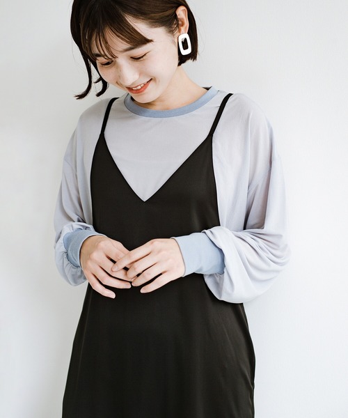 haco!（ハコ）の「合わせやすくてコーデが華やぐ　パジャマ並みにやわらかな着心地のシアーロンT by who made me（Tシャツ/カットソー・レディース・ミント/グレイッシュブルー・1/2）」の12枚目の写真