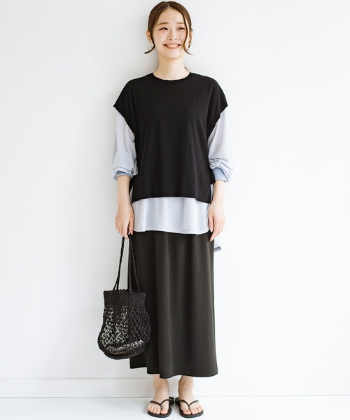 haco!（ハコ）の「合わせやすくてコーデが華やぐ　パジャマ並みにやわらかな着心地のシアーロンT by who made me（Tシャツ/カットソー・レディース・ミント/グレイッシュブルー・1/2）」の18枚目の写真