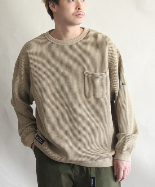 MANASTASH（マナスタッシュ）の「MANASTASH/マナスタッシュ　HEAVY SNUG THERMAL L/S TEE ヘビースナッグサーマルロングスリーブティー　7113103（Tシャツ/カットソー・メンズ・ベージュ/ナチュラル/ブラック/ブラウン・MEDIUM/LARGE/X-LARGE）」の3枚目の写真