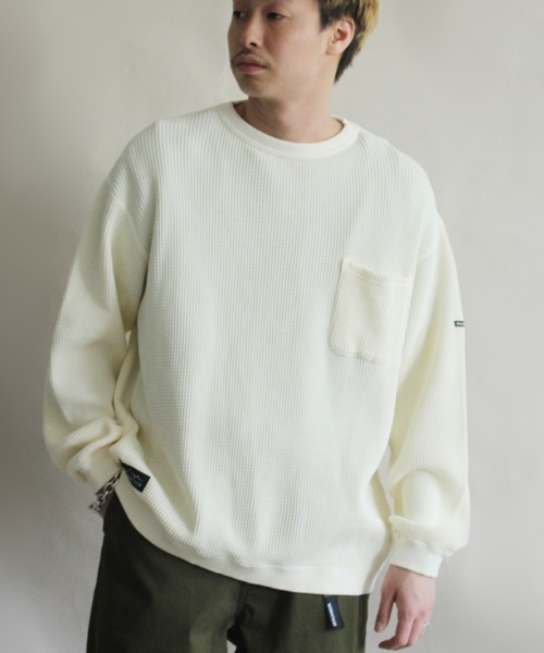 MANASTASH（マナスタッシュ）の「MANASTASH/マナスタッシュ　HEAVY SNUG THERMAL L/S TEE ヘビースナッグサーマルロングスリーブティー　7113103（Tシャツ/カットソー・メンズ・ベージュ/ナチュラル/ブラック/ブラウン・MEDIUM/LARGE/X-LARGE）」の4枚目の写真