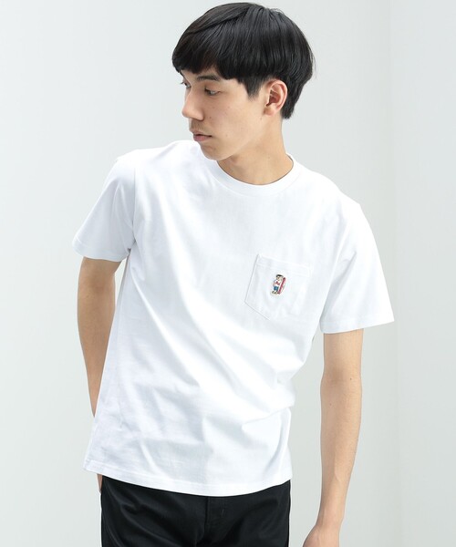 BEAMS HEART（ビームスハート）の「【ユニセックス】ベアー ポケット Tシャツ（Tシャツ/カットソー・メンズ・ベージュ/ネイビー/ホワイト/オリーブ・MEDIUM/X-LARGE/SMALL/LARGE）」の18枚目の写真