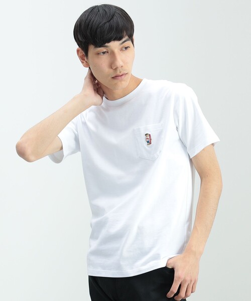 BEAMS HEART（ビームスハート）の「【ユニセックス】ベアー ポケット Tシャツ（Tシャツ/カットソー・メンズ・ベージュ/ネイビー/ホワイト/オリーブ・MEDIUM/X-LARGE/SMALL/LARGE）」の19枚目の写真