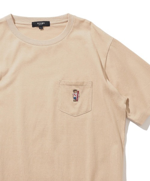 BEAMS HEART（ビームスハート）の「【ユニセックス】ベアー ポケット Tシャツ（Tシャツ/カットソー・メンズ・ベージュ/ネイビー/ホワイト/オリーブ・MEDIUM/X-LARGE/SMALL/LARGE）」の2枚目の写真