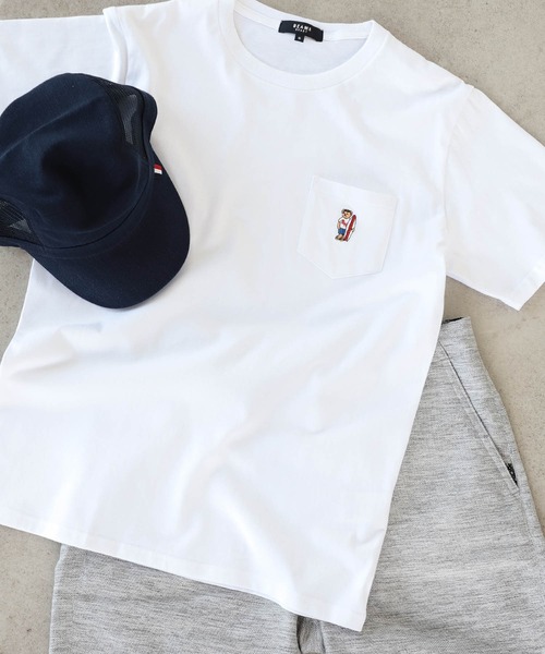 BEAMS HEART（ビームスハート）の「【ユニセックス】ベアー ポケット Tシャツ（Tシャツ/カットソー・メンズ・ベージュ/ネイビー/ホワイト/オリーブ・MEDIUM/X-LARGE/SMALL/LARGE）」の10枚目の写真