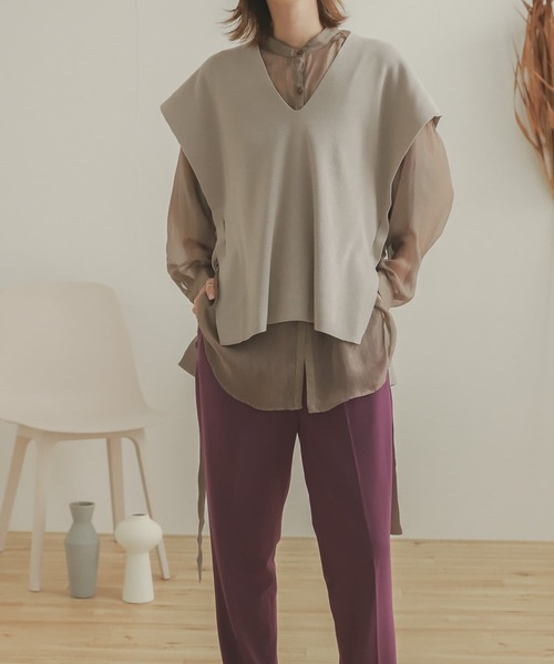 SENSE OF PLACE by URBAN RESEARCH（センスオブプレイスバイアーバンリサーチ）の「Vネックコクーンベスト（ベスト・レディース・ブラック/ライトブルー/ライトベージュ/アイボリー・ONE）」の3枚目の写真