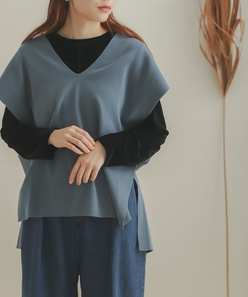 SENSE OF PLACE by URBAN RESEARCH（センスオブプレイスバイアーバンリサーチ）の「Vネックコクーンベスト（ベスト・レディース・ブラック/ライトブルー/ライトベージュ/アイボリー・ONE）」の4枚目の写真