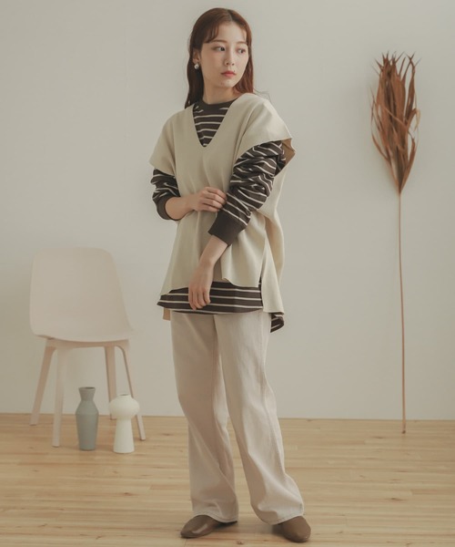 SENSE OF PLACE by URBAN RESEARCH（センスオブプレイスバイアーバンリサーチ）の「Vネックコクーンベスト（ベスト・レディース・ブラック/ライトブルー/ライトベージュ/アイボリー・ONE）」の6枚目の写真