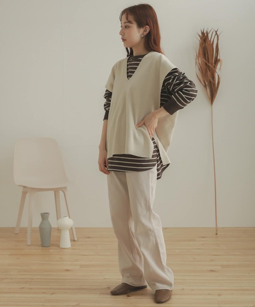 SENSE OF PLACE by URBAN RESEARCH（センスオブプレイスバイアーバンリサーチ）の「Vネックコクーンベスト（ベスト・レディース・ブラック/ライトブルー/ライトベージュ/アイボリー・ONE）」の7枚目の写真