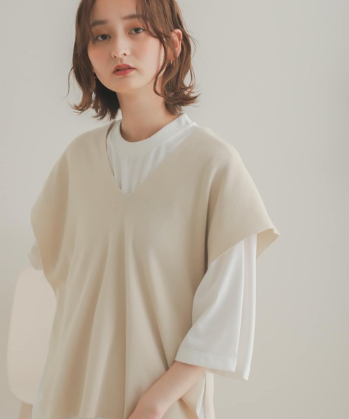 SENSE OF PLACE by URBAN RESEARCH（センスオブプレイスバイアーバンリサーチ）の「Vネックコクーンベスト（ベスト・レディース・ブラック/ライトブルー/ライトベージュ/アイボリー・ONE）」の11枚目の写真