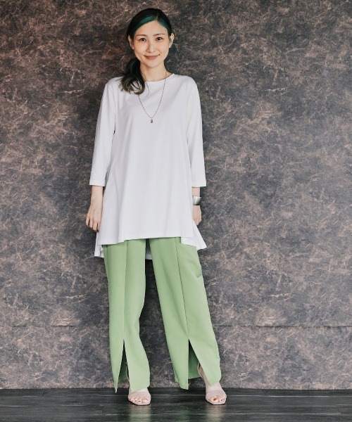 Bou Jeloud(ブージュルード)の「【はあちゅう×BouJeloud】美シルエットAラインTOPS(Tシャツ/カットソー・レディース・ブラック/オフホワイト/ピンク・FREE)」の21枚目の写真